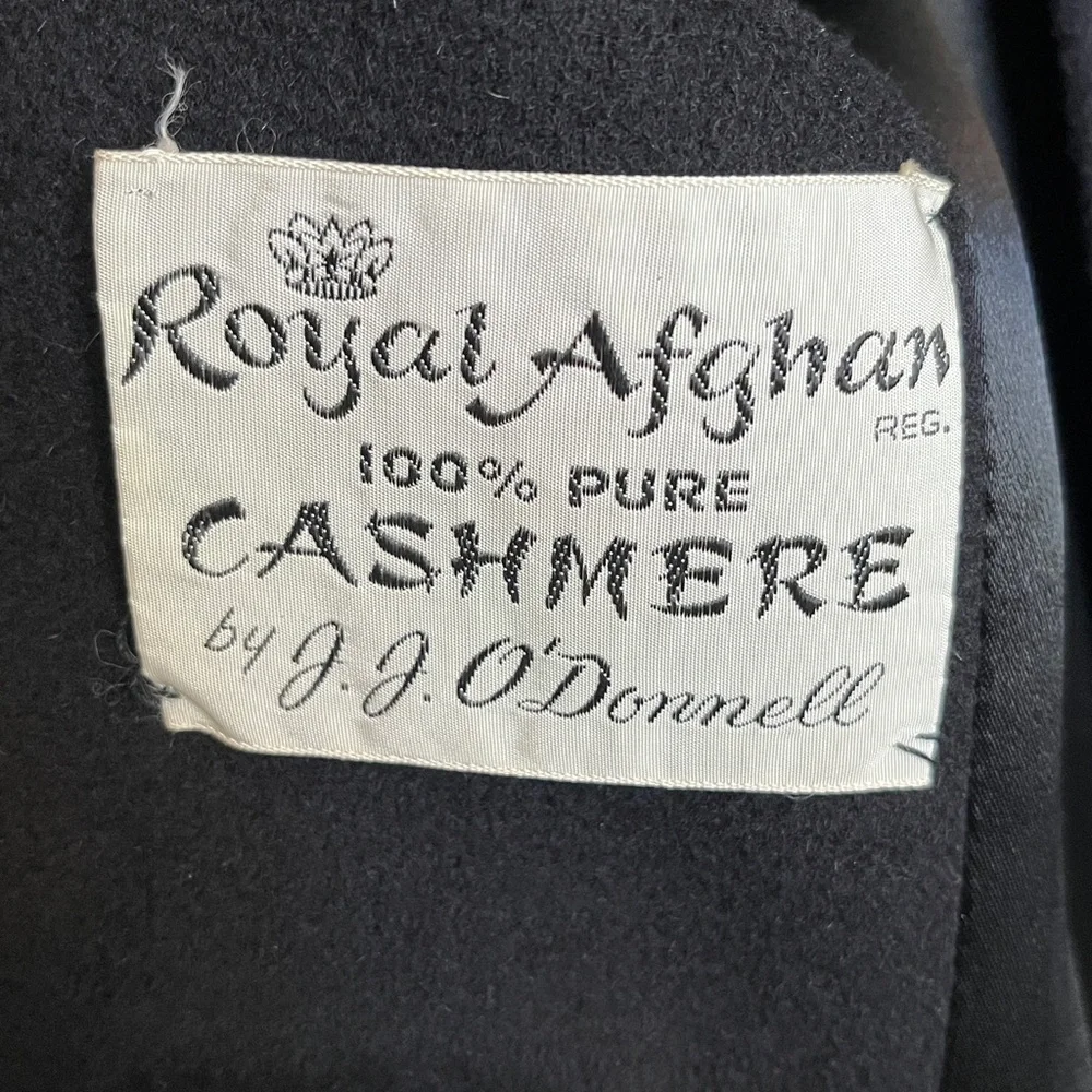 Vintage 60s 100% Cashmere Dress Coat Black Long Royal Afghan JJ O’Donnell - Picture 3 of 8